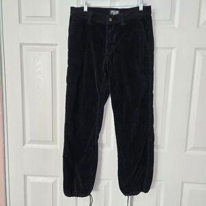Poler Outdoor Stuff  Black Corduroy Joggers Pants Adjustable Drawstring Hem 32